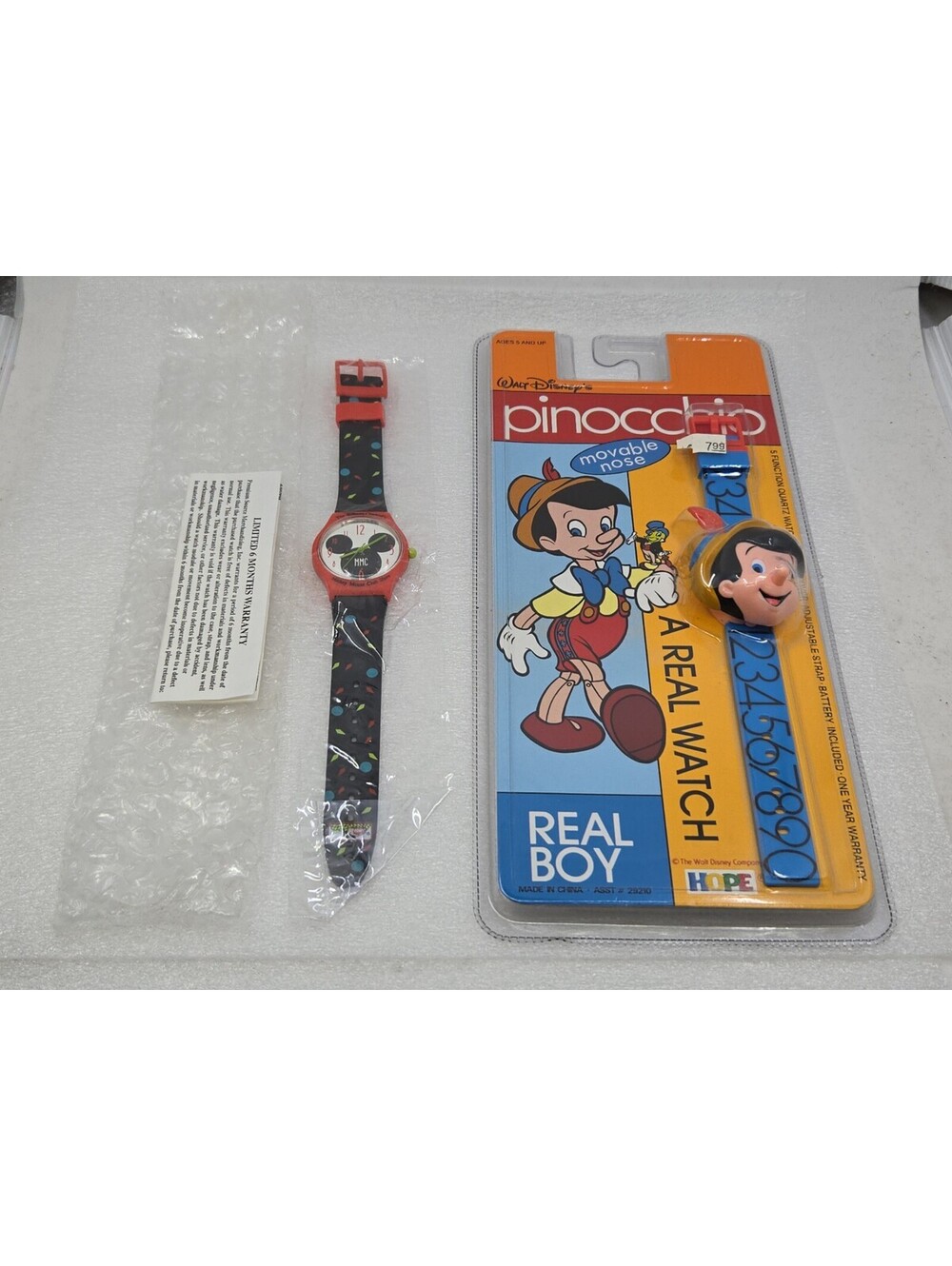 1990's Disney Watch Lot MMC Mickey Mouse Club Unworn NOS & Sealed Pinocchio Vtg